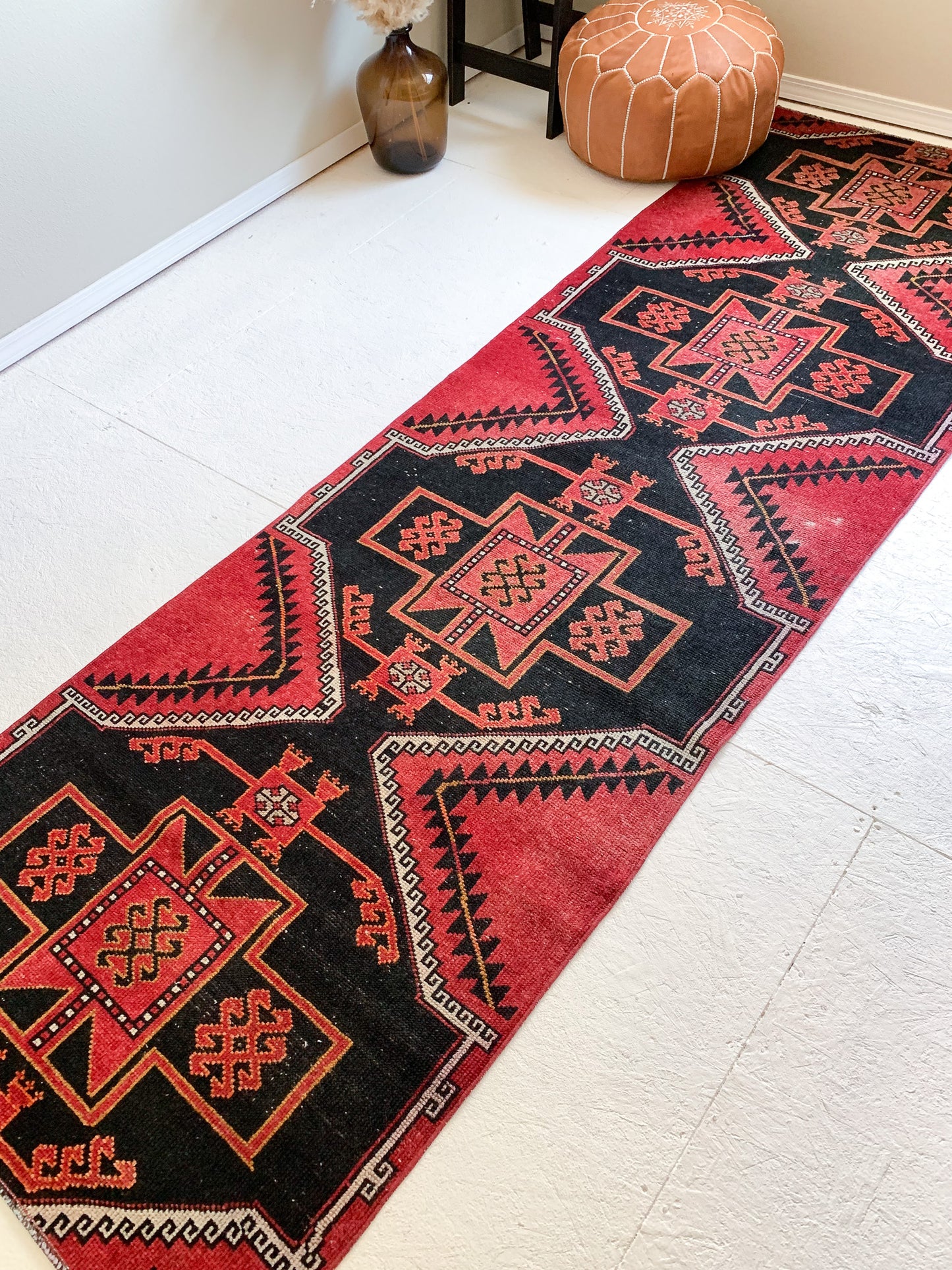 Reserved for Ann - No. R1058 - 3.0' x 9.6' Vintage Turkish Runner Rug