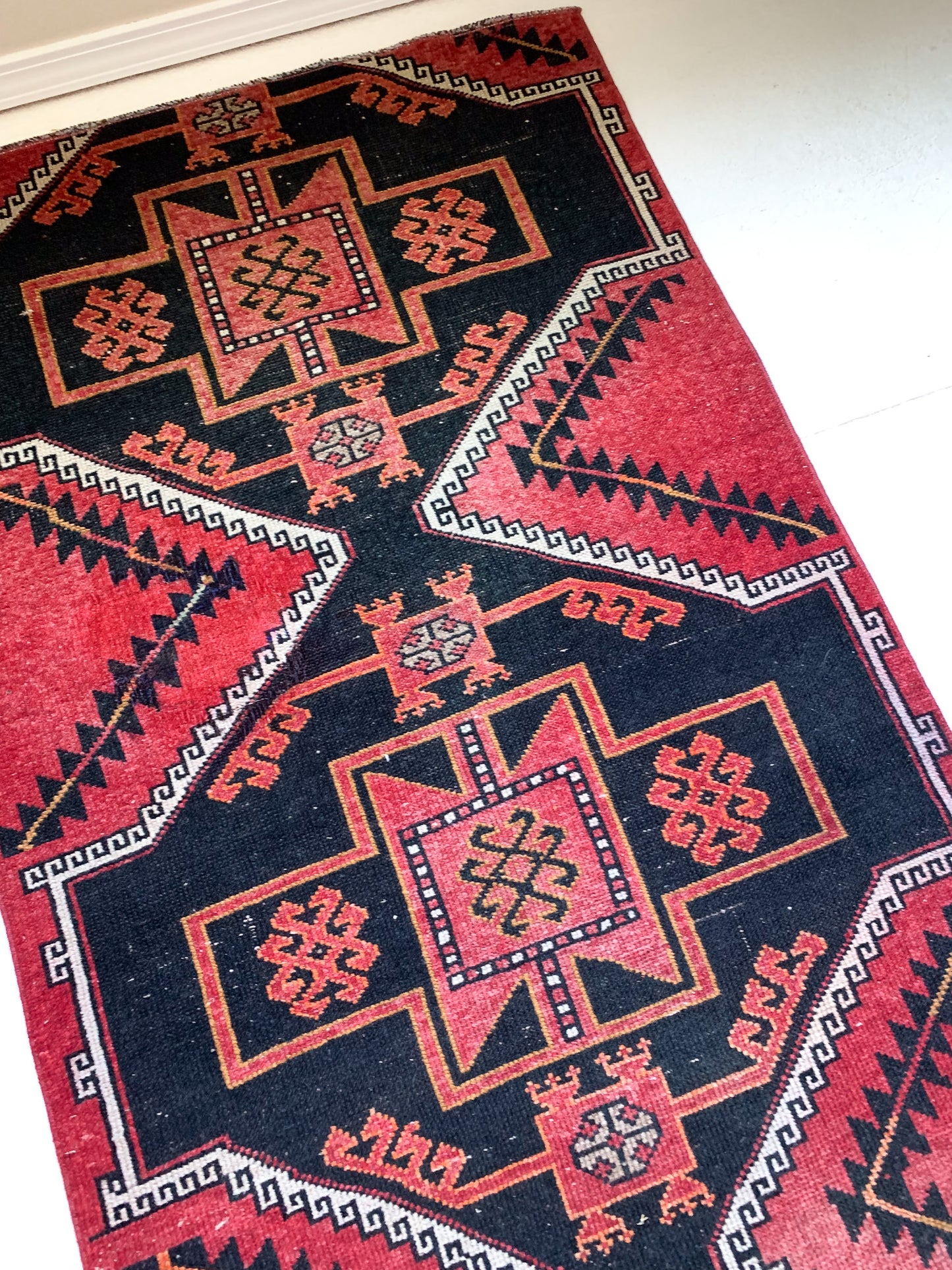 Reserved for Ann - No. R1058 - 3.0' x 9.6' Vintage Turkish Runner Rug