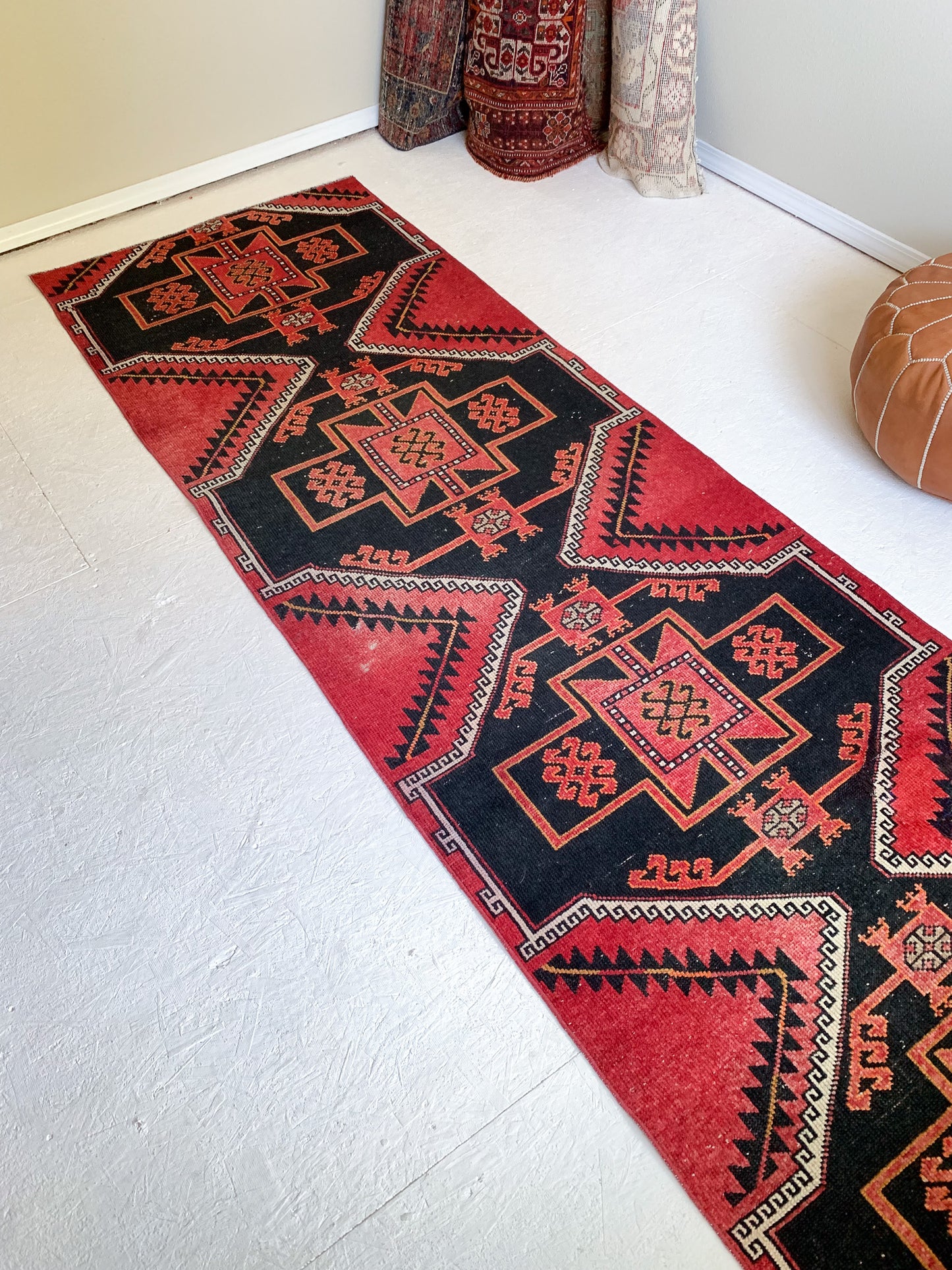 Reserved for Ann - No. R1058 - 3.0' x 9.6' Vintage Turkish Runner Rug