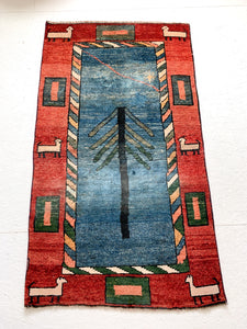 No. R1069 - 2.7' x 4.8' Vintage Persian Gabbeh Runner Rug