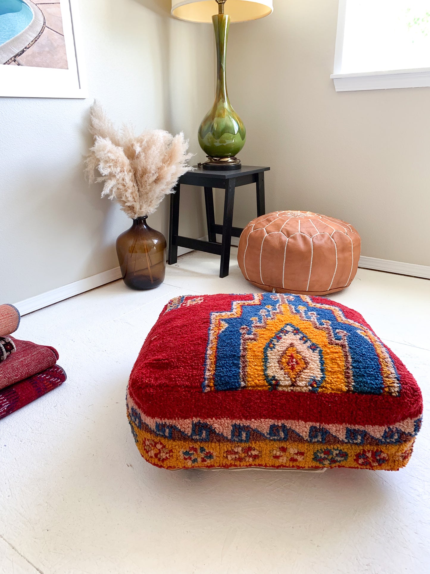 Moroccan Rug Floor Pouf / Pet Bed #343