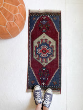 Load image into Gallery viewer, No. 569 - 1.3&#39; x 3.4&#39; Vintage Turkish Mini Rug
