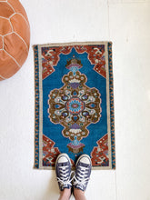 Load image into Gallery viewer, No. 588 - 1.6&#39; x 2.6&#39; Vintage Turkish Mini Rug
