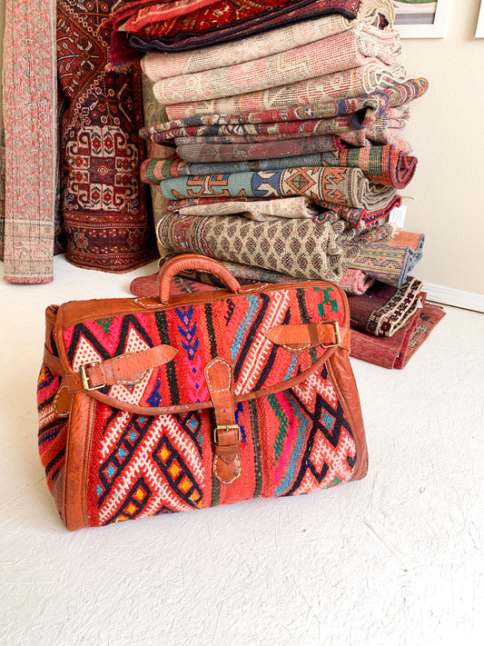 No. BAG 153 - Moroccan Handmade Rug & Leather Briefcase/Messenger Bag