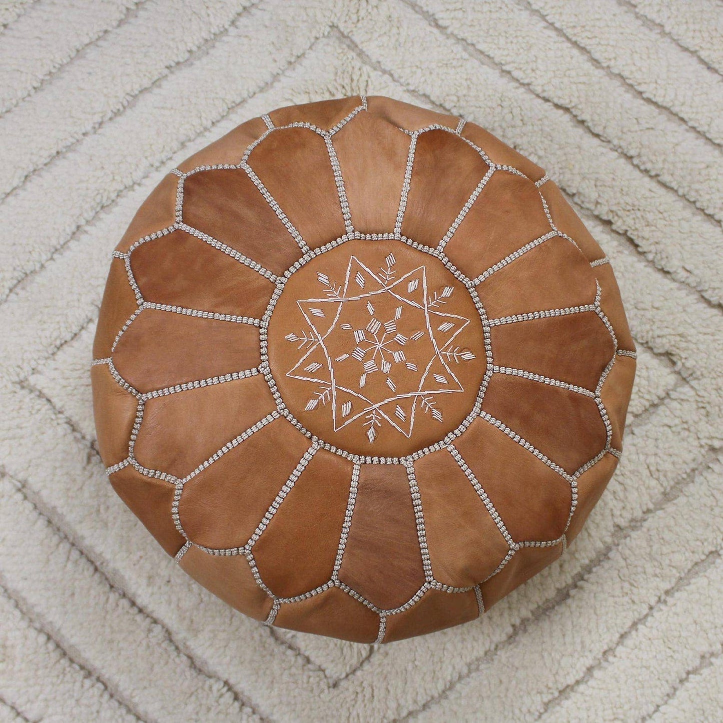 Moroccan Ottoman pouf - Handmade Leather Pouf: Pink