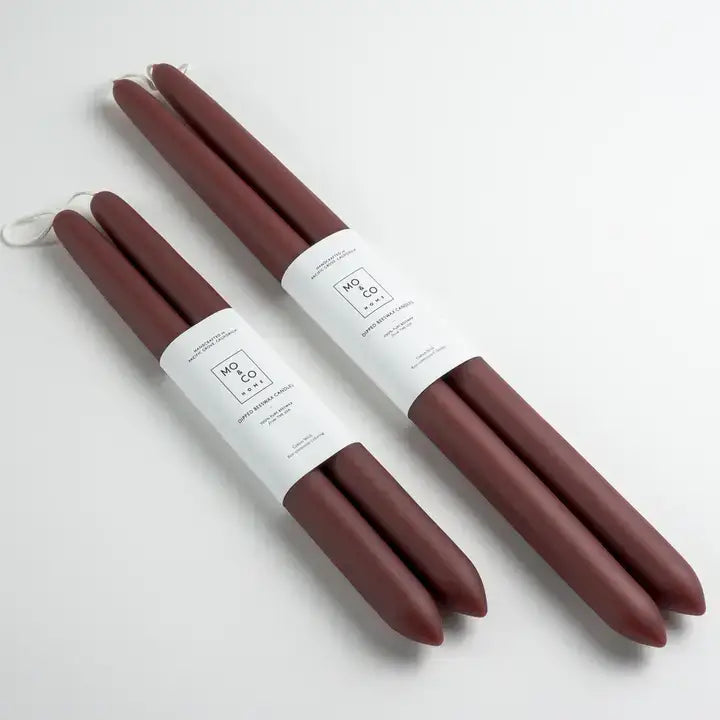 100% Beeswax Dipped Taper Candles | All Natural, Handmade: Burgundy / Large (14" Long)
