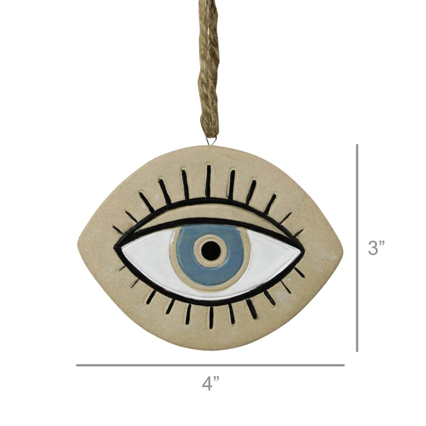 Ceramic Hanging - Eye.  6.5” jute hanger