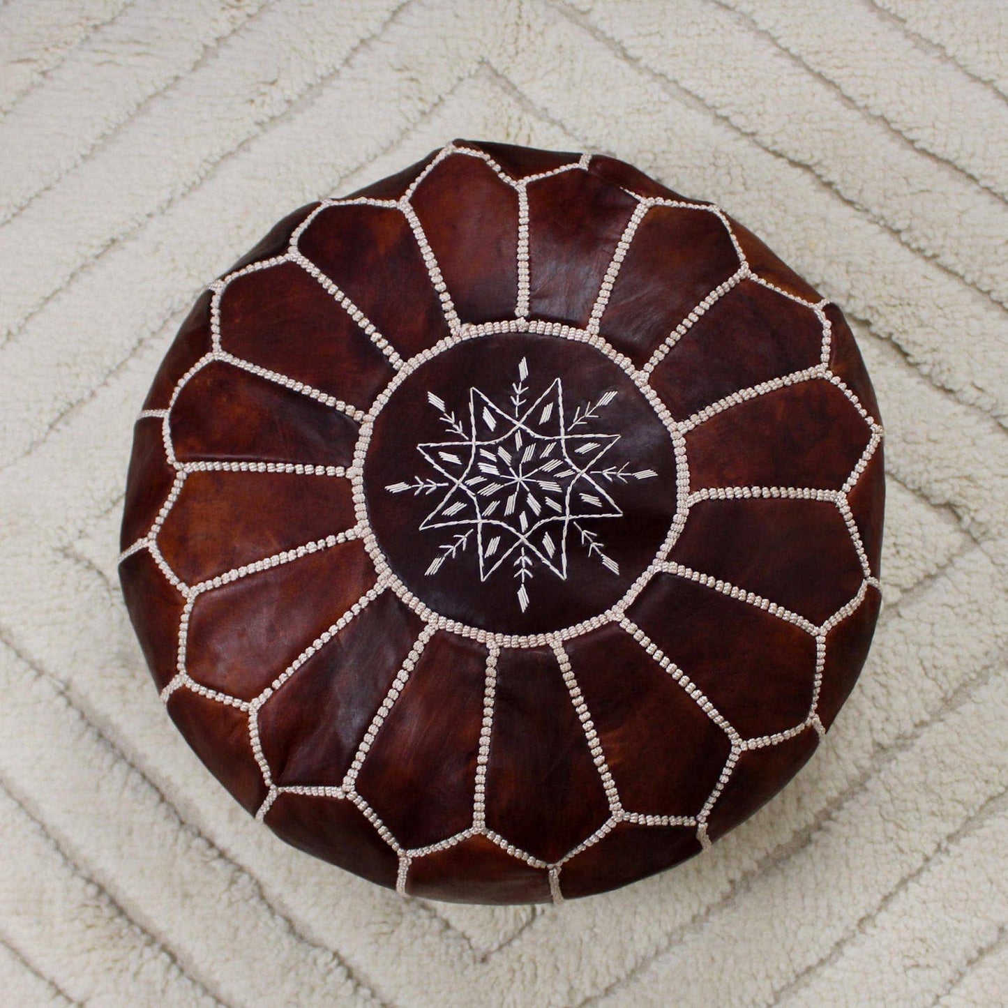 Moroccan Ottoman pouf - Handmade Leather Pouf: Pink