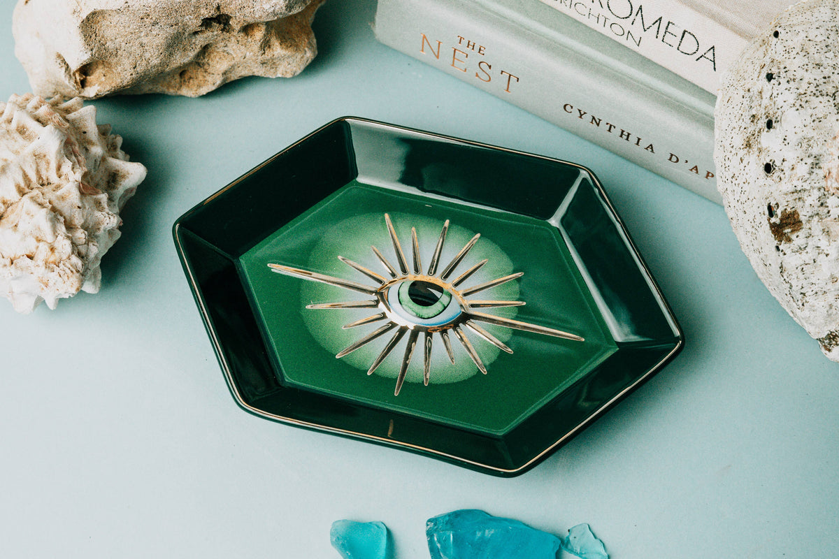 Evil Eye Trinket Dish Green