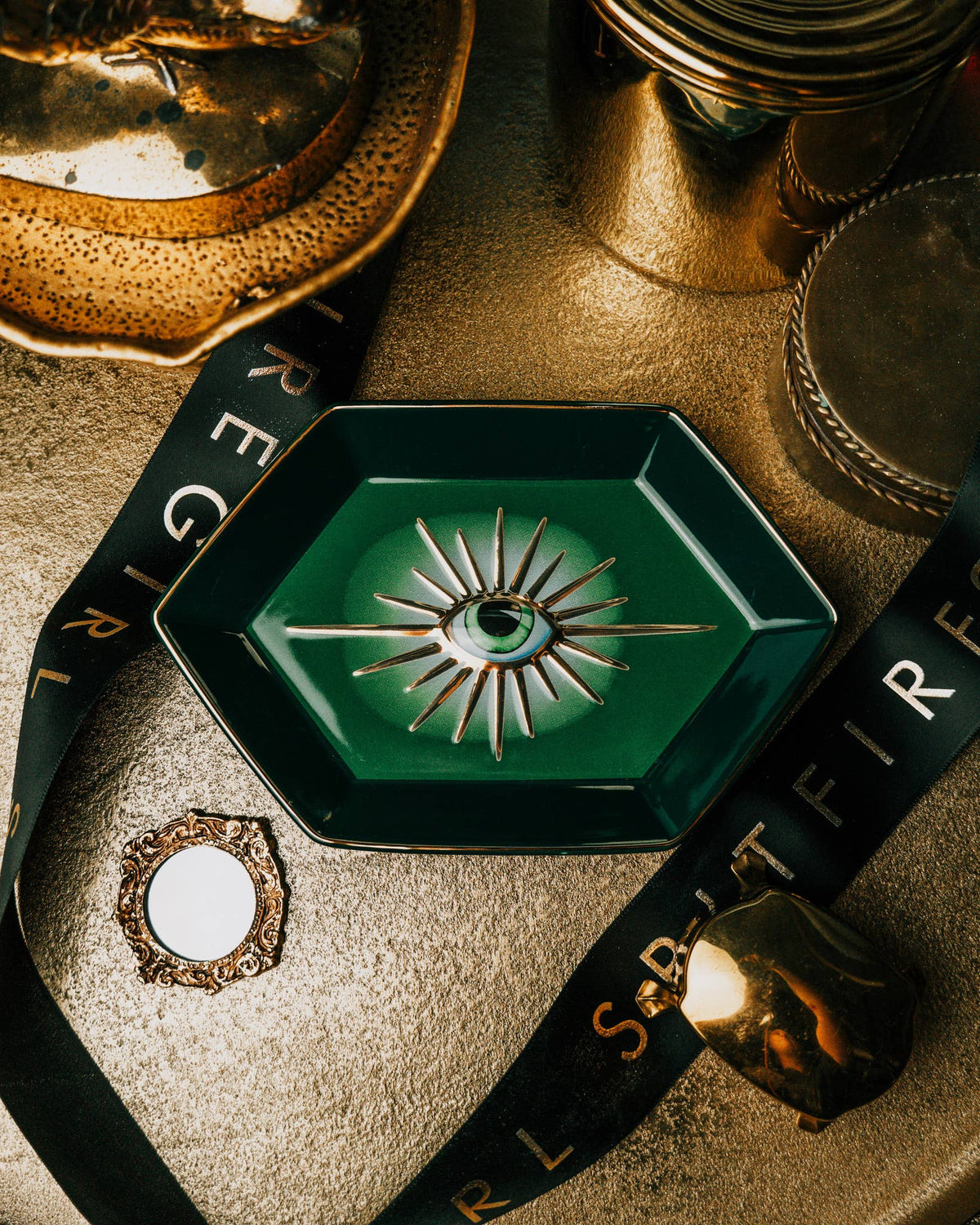 Evil Eye Trinket Dish Green