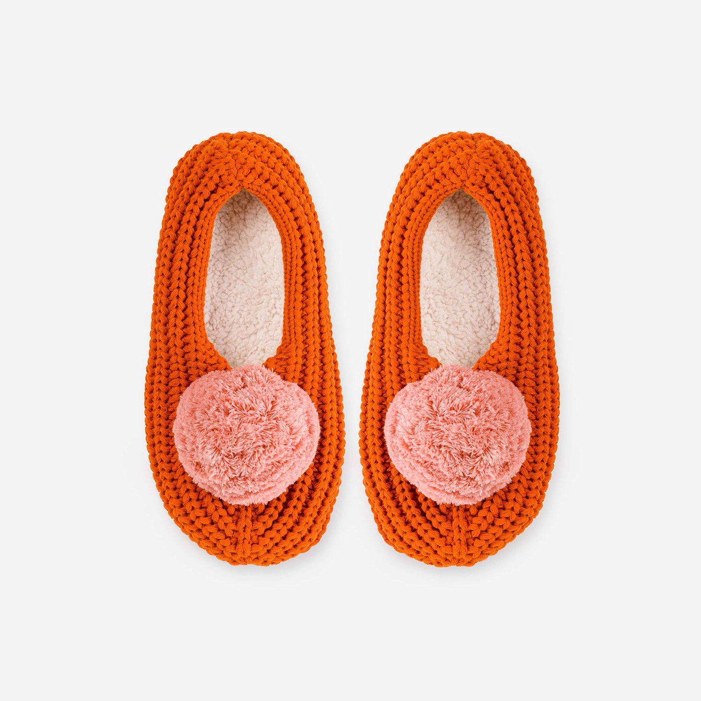 Pom Knit Slippers: Flame / M/L - W 8-10