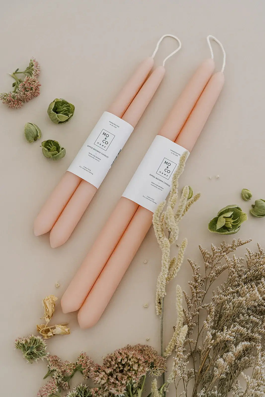 100% Beeswax Dipped Taper Candles | All Natural, Handmade: Eucalyptus / Large (14" Long)