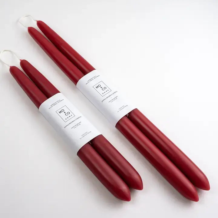 100% Beeswax Dipped Taper Candles | All Natural, Handmade: Burgundy / Large (14" Long)