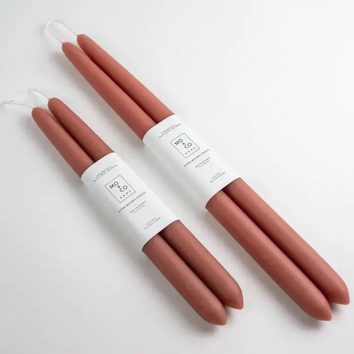 100% Beeswax Dipped Taper Candles | All Natural, Handmade: Clay / Standard (10" Long)