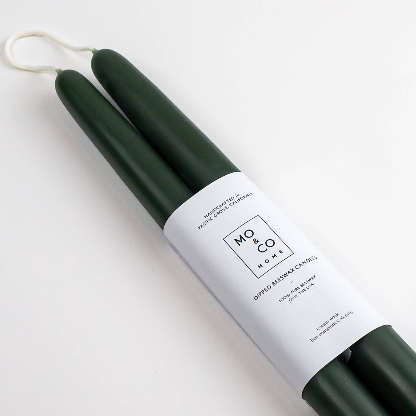 Forest Green | Dipped Beeswax Taper Candles | All Natural: 14 Inch