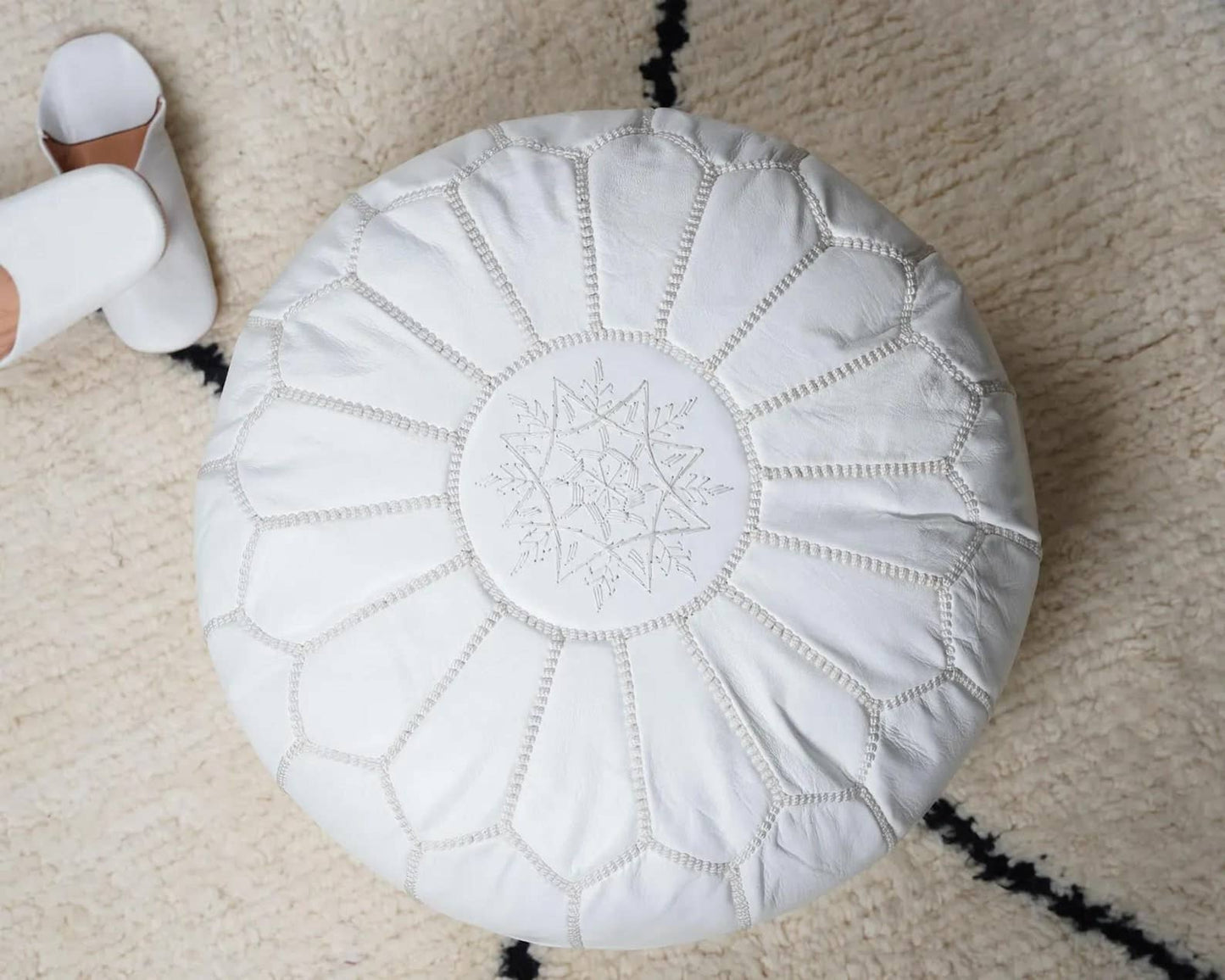 Moroccan Ottoman pouf - Handmade Leather Pouf: Pink