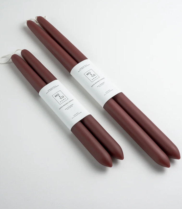 100% Beeswax Dipped Taper Candles | All Natural, Handmade: Burgundy / Large (14" Long)
