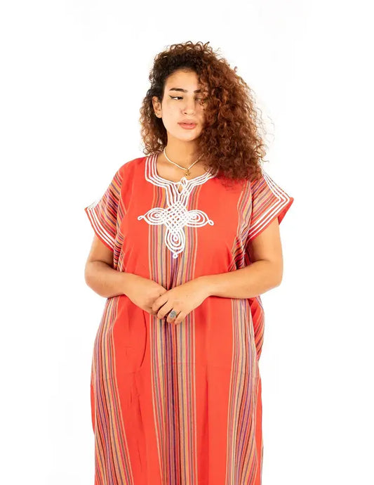 Moroccan Caftan-Beach Cover Up:  Red