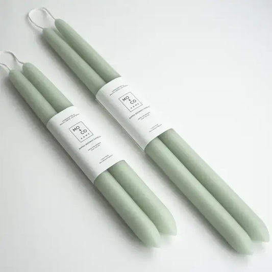 100% Beeswax Dipped Taper Candles | All Natural, Handmade: Eucalyptus / Standard (10" Long)