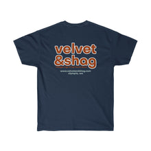 Load image into Gallery viewer, Velvet &amp; Shag Logo Unisex Ultra Cotton Tee in Navy

