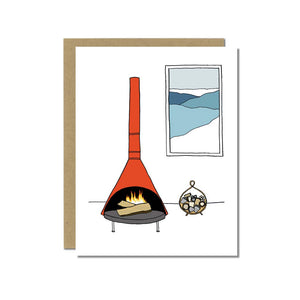 Mid-Century Modern Fireplace Greeting Card