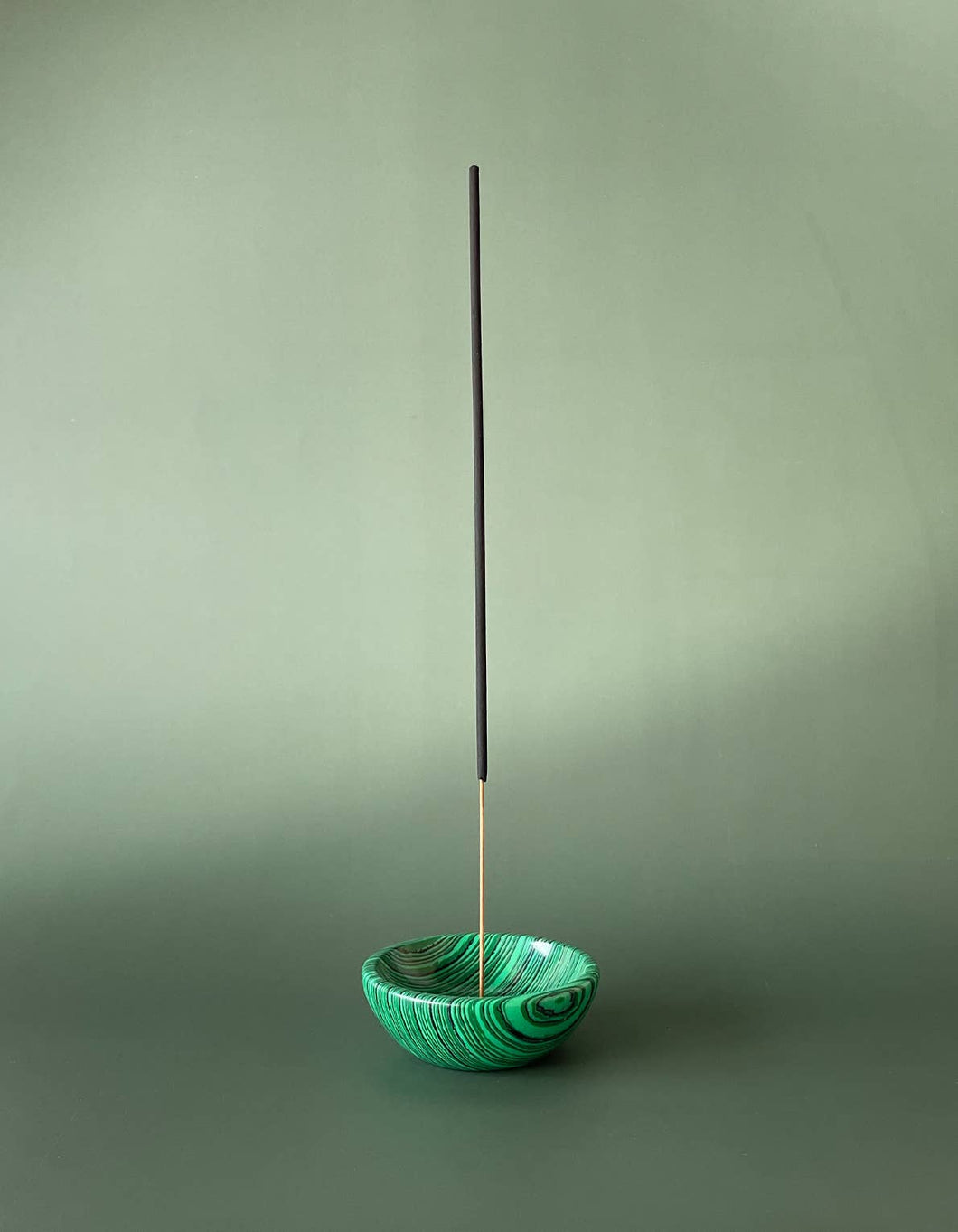 Malachite Incense Bowl, Hand Carved