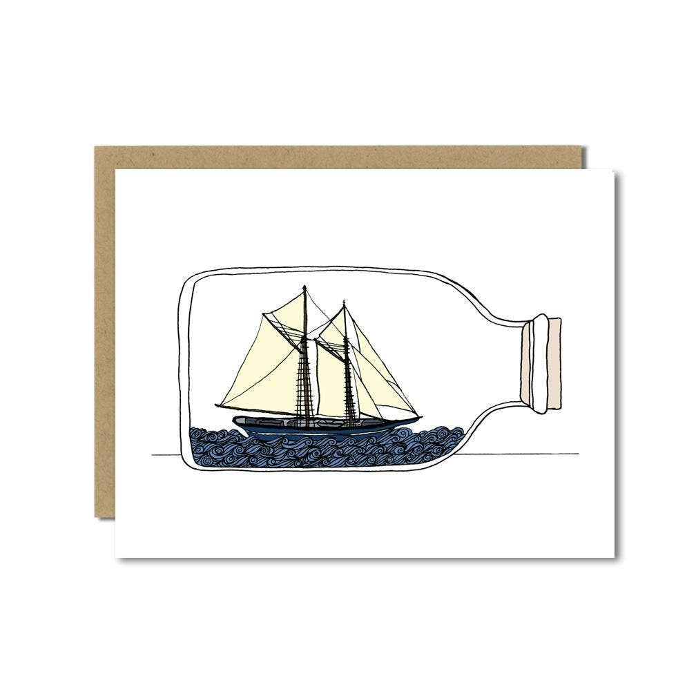 Ship In A Bottle Greeting Card