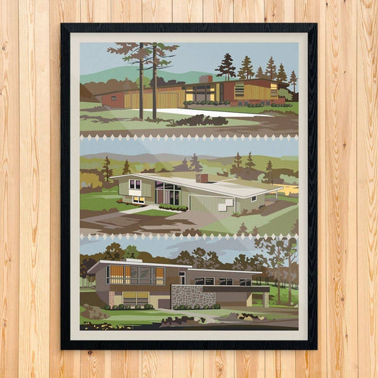 11'' x 14'' Mid Century Modern Homes Print