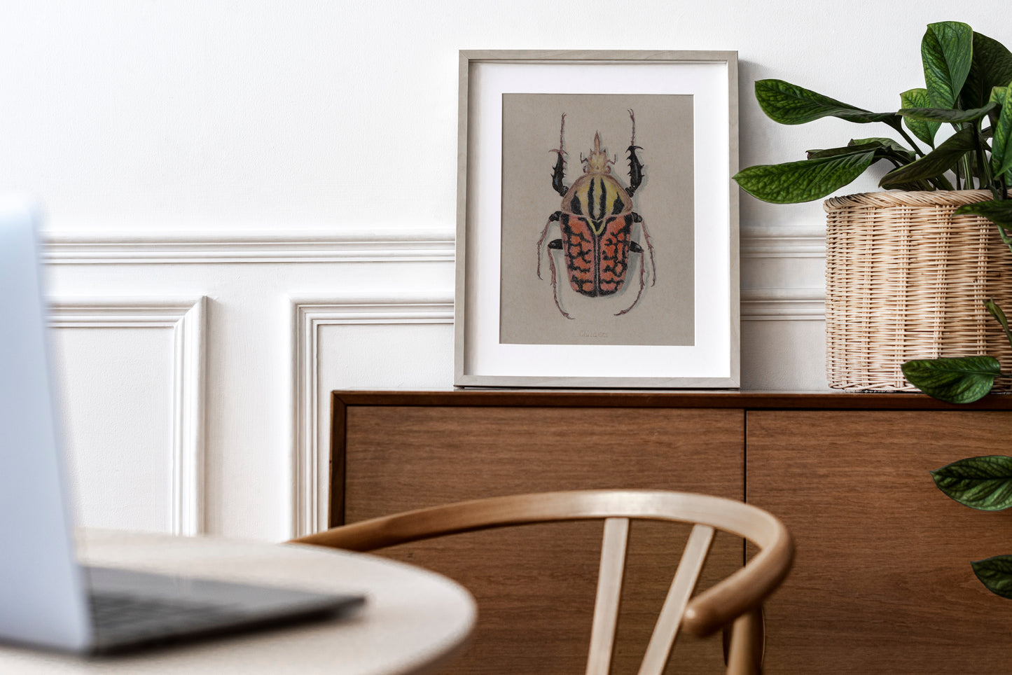 Goliath Beetle Colored Pencil Drawing Print