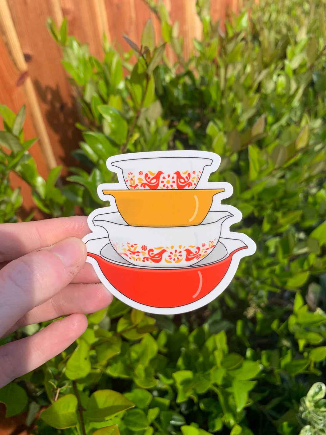 Vintage Red Friendship Pattern Pyrex Bowls Sticker/Magnet