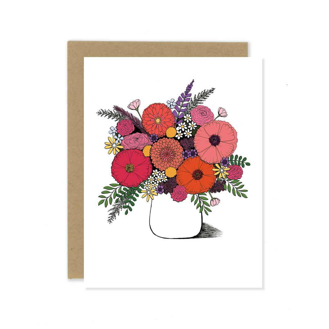 Bright Bouquet in Pinks and Purples Greeting Card