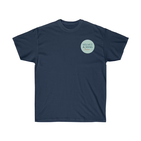 Velvet & Shag Logo Unisex Ultra Cotton Tee in Navy