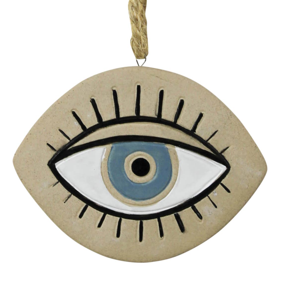 Ceramic Hanging - Eye.  6.5” jute hanger