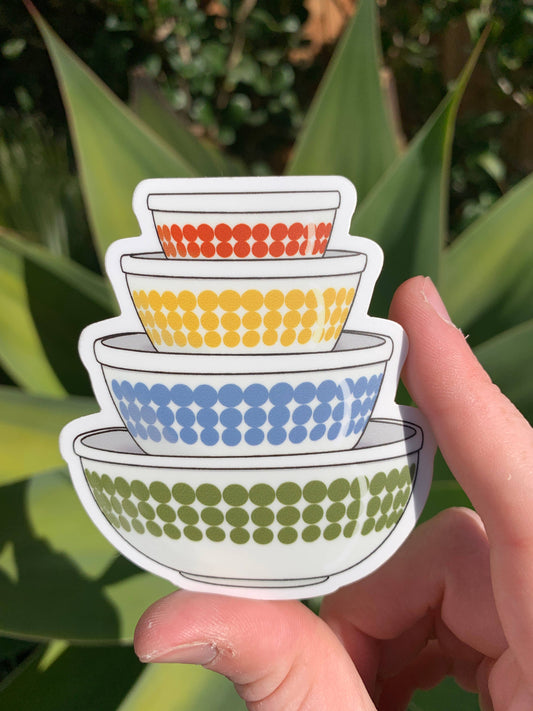 New Dots Vintage Pyrex Bowls Sticker/Magnet