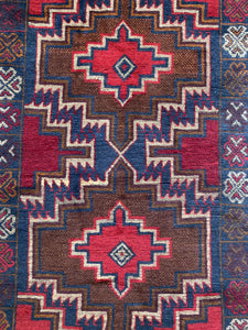 Betty - 2'10-3/4" x 4'-5" Vintage Afghan Tribal Rug