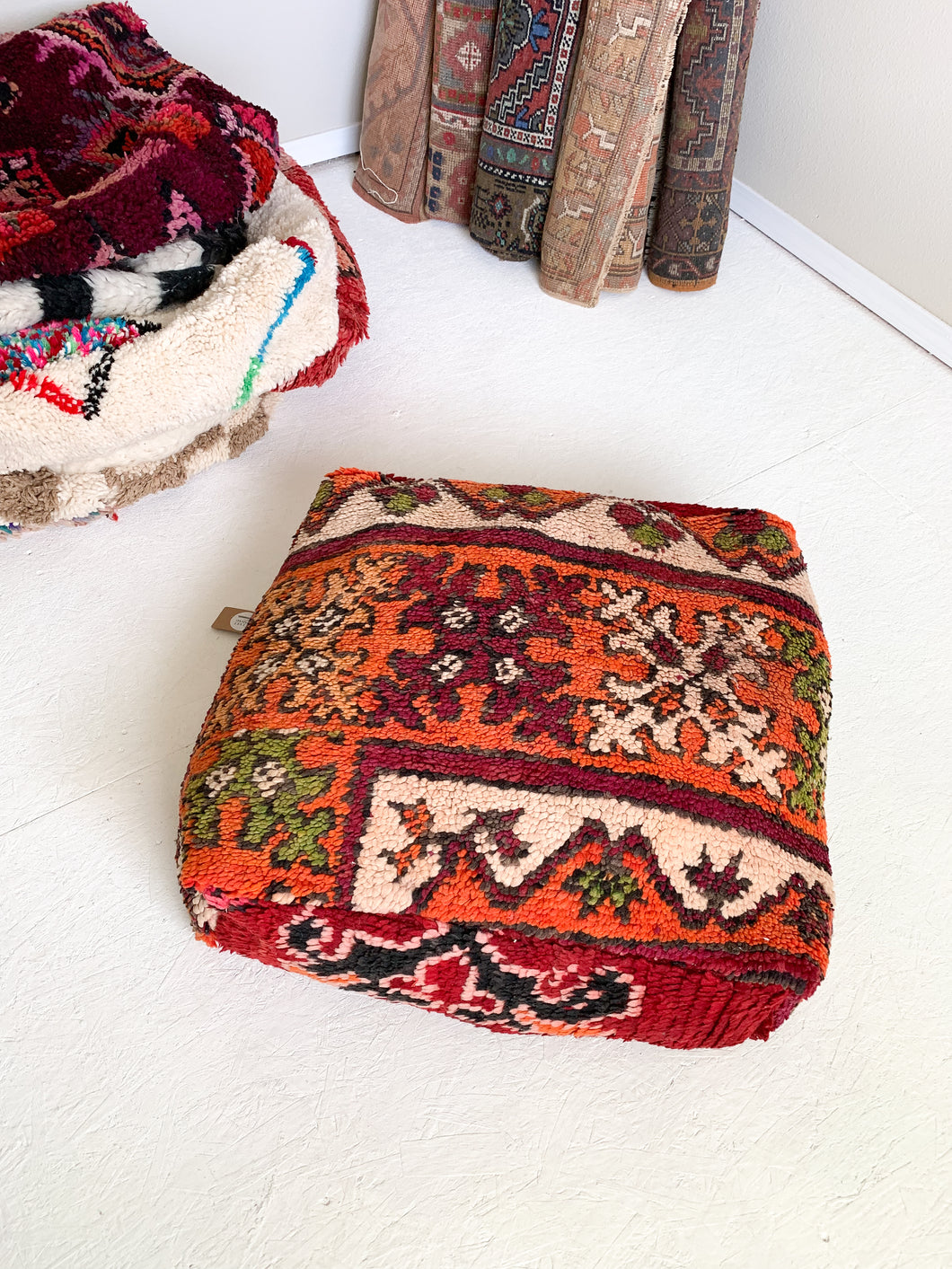 Moroccan Rug Floor Pouf #301
