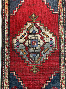 Emma - 19-7/8” x 3’3-1/2” Vintage Anatolian Turkish Mini Rug