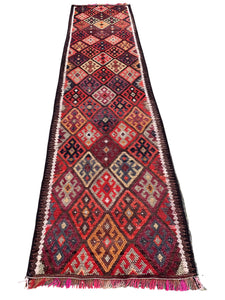 No. R1003 - 3.0' x 12.5' Vintage Turkish Herki Runner Rug