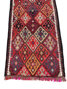 No. R1003 - 3.0' x 12.5' Vintage Turkish Herki Runner Rug