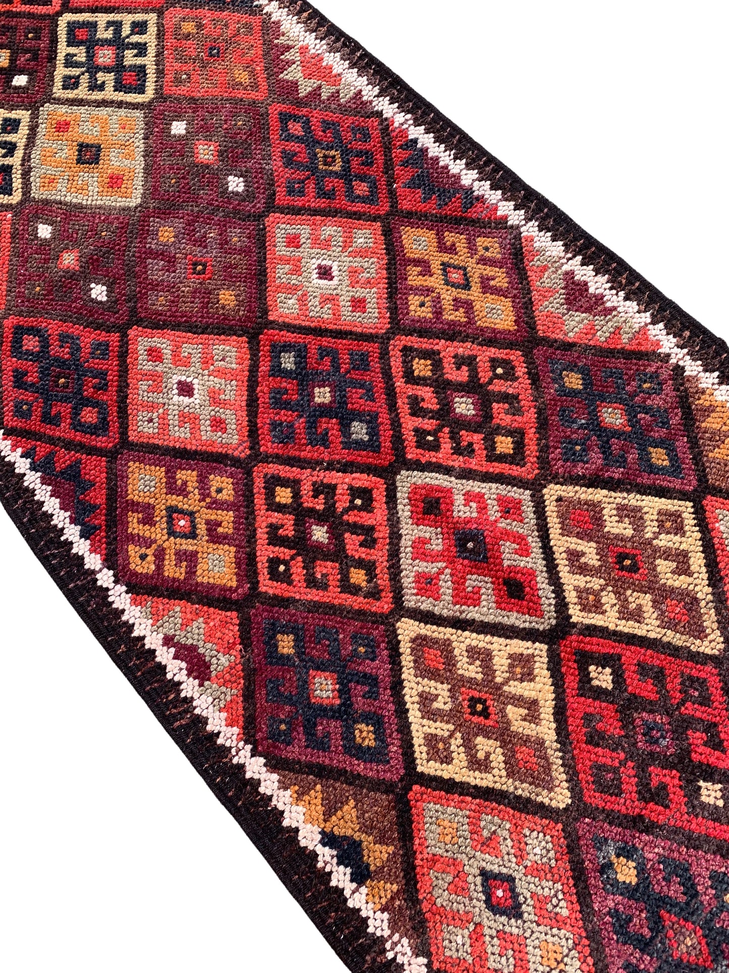 No. R1003 - 3.0' x 12.5' Vintage Turkish Herki Runner Rug