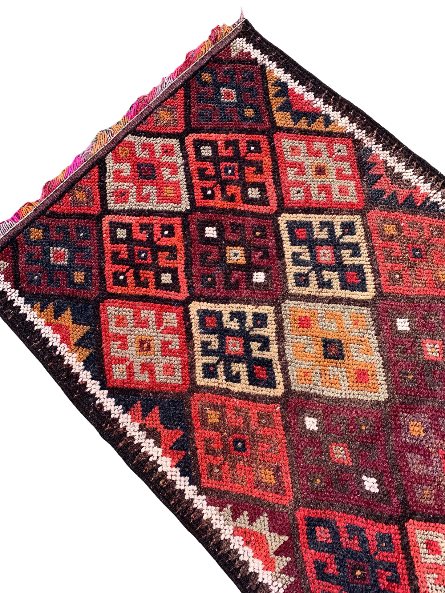 No. R1003 - 3.0' x 12.5' Vintage Turkish Herki Runner Rug