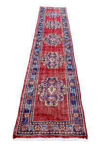 No. R1004 - 2.4' x 10.6' Vintage Turkish Runner Rug