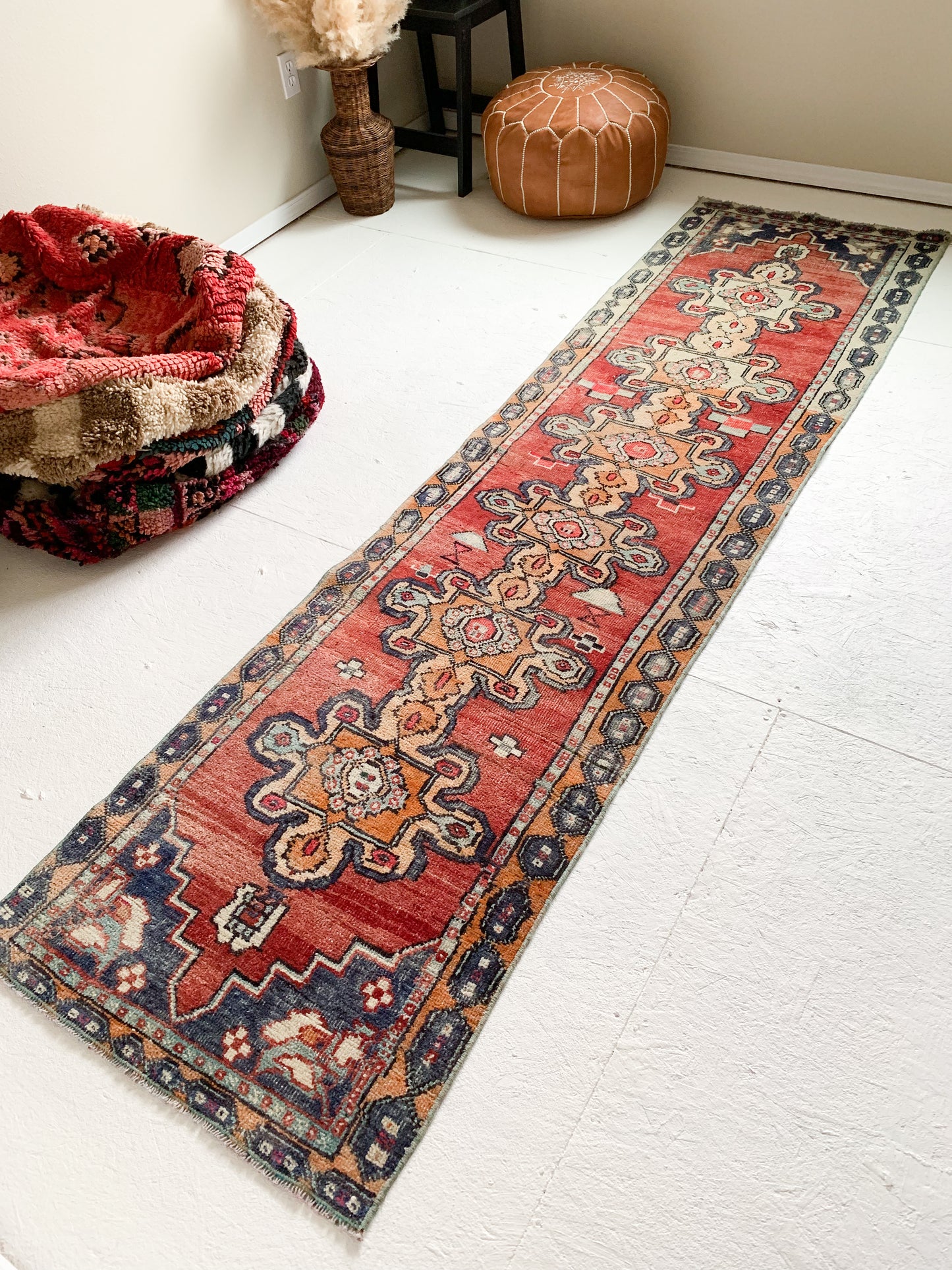 No. R1007 - 2.3' x 9.0' Vintage Turkish Runner Rug