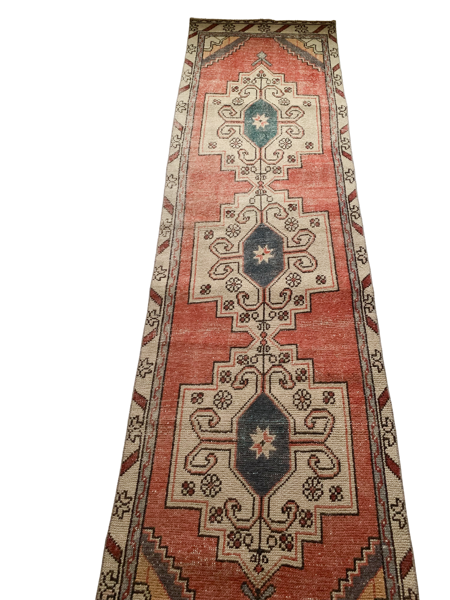 No. R1008 - 2.5' x 9.2' Vintage Turkish Runner Rug