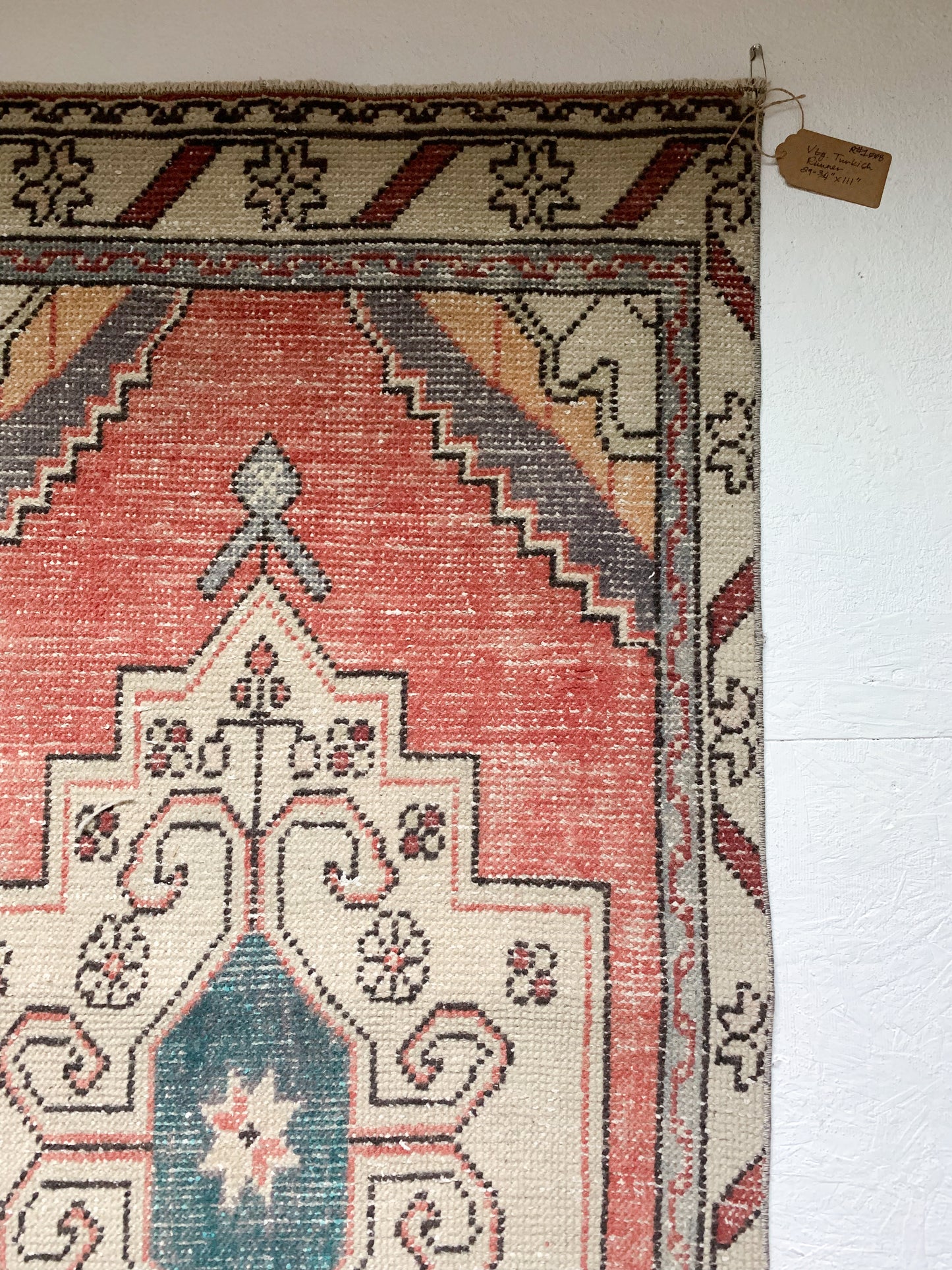 No. R1008 - 2.5' x 9.2' Vintage Turkish Runner Rug