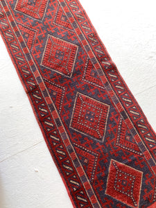 No. R1017 - 1.9' x 7.9' Vintage Afghan Runner Rug