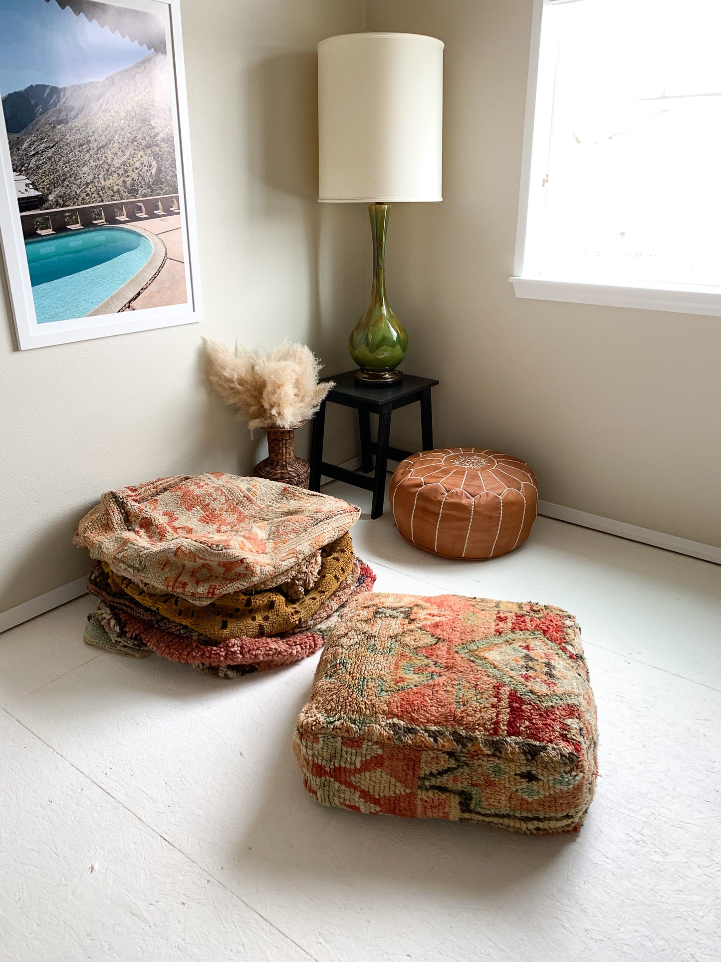 Moroccan Rug Floor Pouf / Pet Bed #317