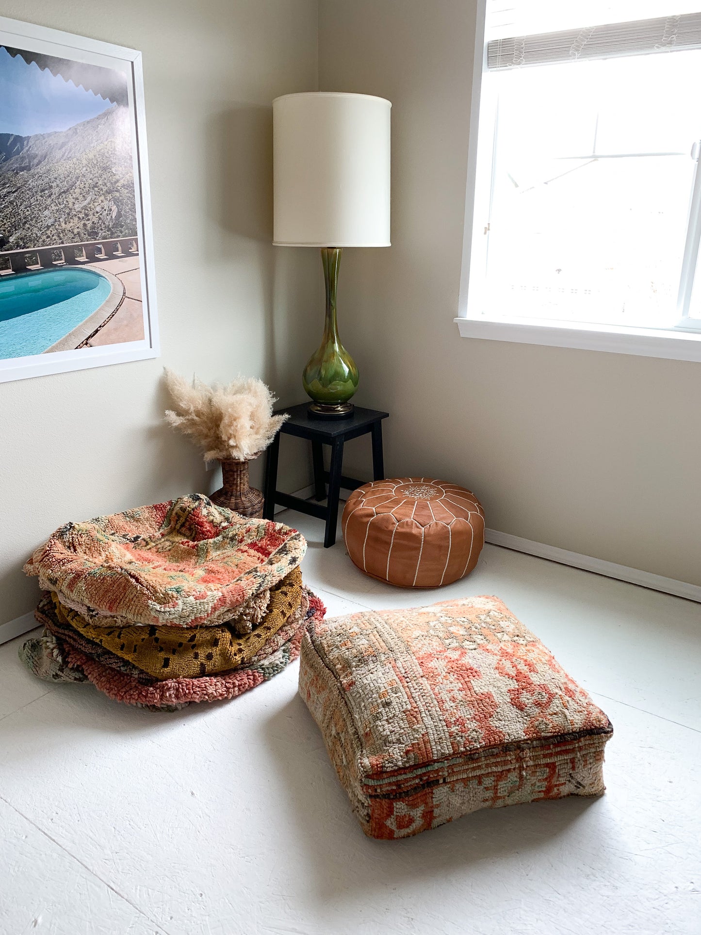 Moroccan Rug Floor Pouf #318