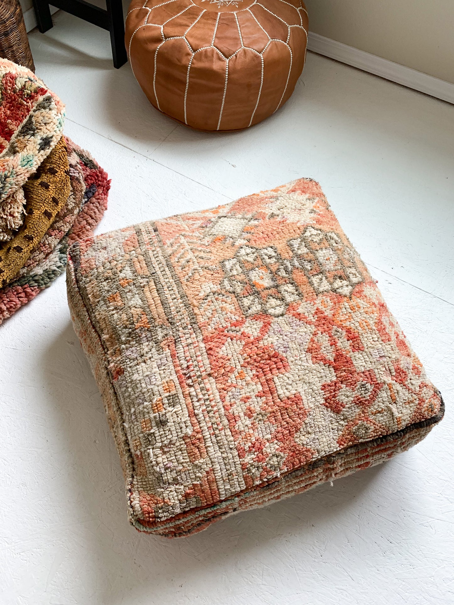 Moroccan Rug Floor Pouf #318