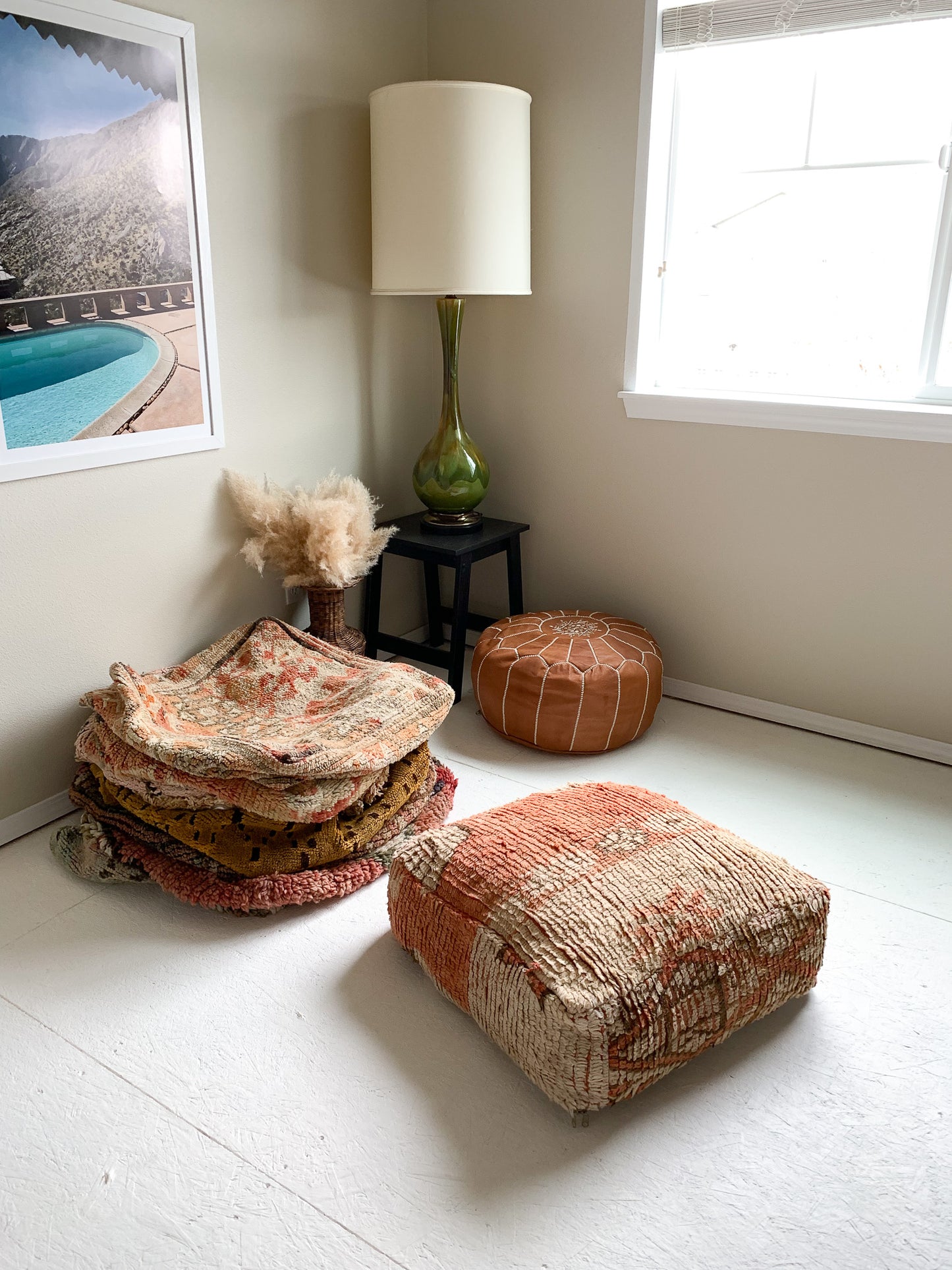 Moroccan Rug Floor Pouf #319